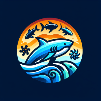 A logo for a site dedicated to shark conservation and ocean literacy, capturing the essence of marine life and the importance of shark protection in a impactful and educational design, reflecting a commitment to ocean preservation and knowledge.